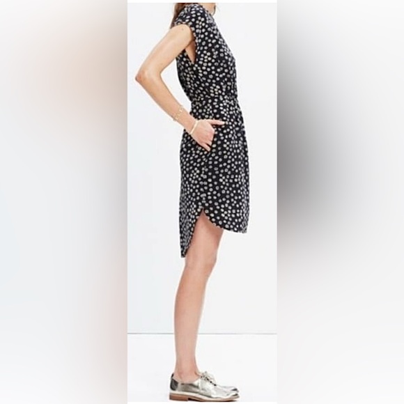 Madewell Madewell Dolman Sleeve Silk Stencil Blossom Hi-Low Mini Dress - Picture 7 of 8